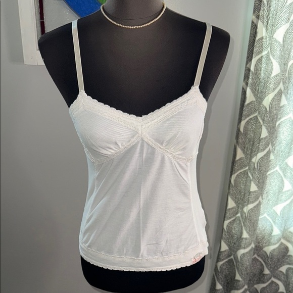 Superdry 100% Cotton  Lace Trimmed Tank Top SZ Large - Picture 1 of 8